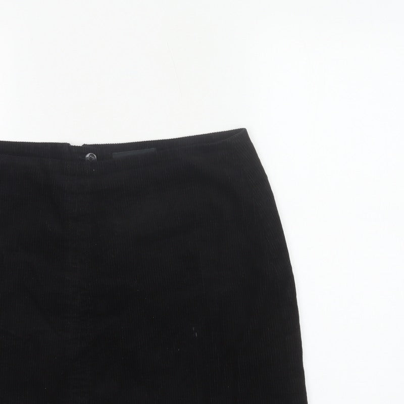 Next Women Black UK 16 Corduroy Pencil Mini Skirt Lined