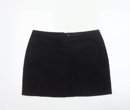 Next Women Black UK 16 Corduroy Pencil Mini Skirt Lined