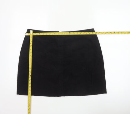 Next Women Black UK 16 Corduroy Pencil Mini Skirt Lined