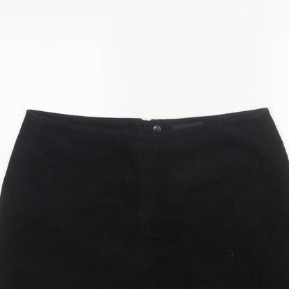 Next Women Black UK 16 Corduroy Pencil Mini Skirt Lined