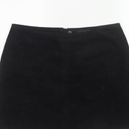 Next Women Black UK 16 Corduroy Pencil Mini Skirt Lined