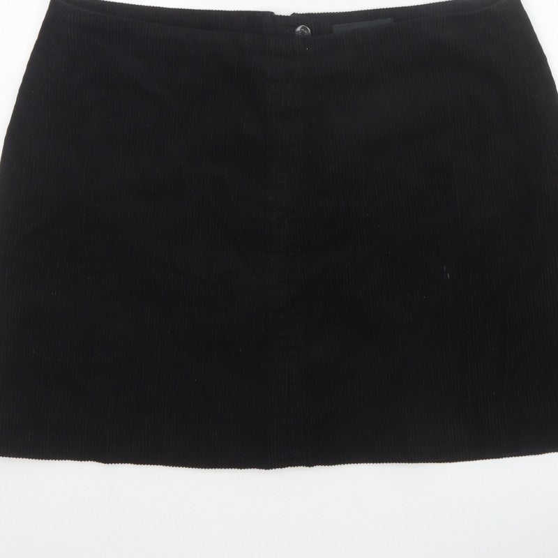 Next Women Black UK 16 Corduroy Pencil Mini Skirt Lined