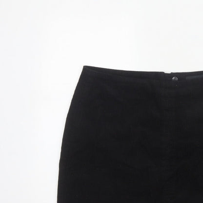 Next Women Black UK 16 Corduroy Pencil Mini Skirt Lined