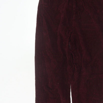 Topshop Women Red Corduroy Mom Trousers W26 L30 UK 8 Tapered