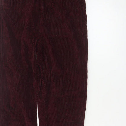 Topshop Women Red Corduroy Mom Trousers W26 L30 UK 8 Tapered