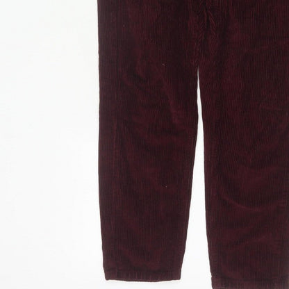 Topshop Women Red Corduroy Mom Trousers W26 L30 UK 8 Tapered
