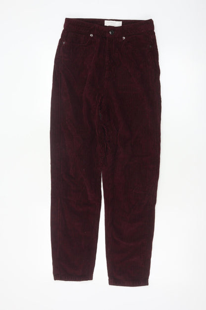 Topshop Women Red Corduroy Mom Trousers W26 L30 UK 8 Tapered
