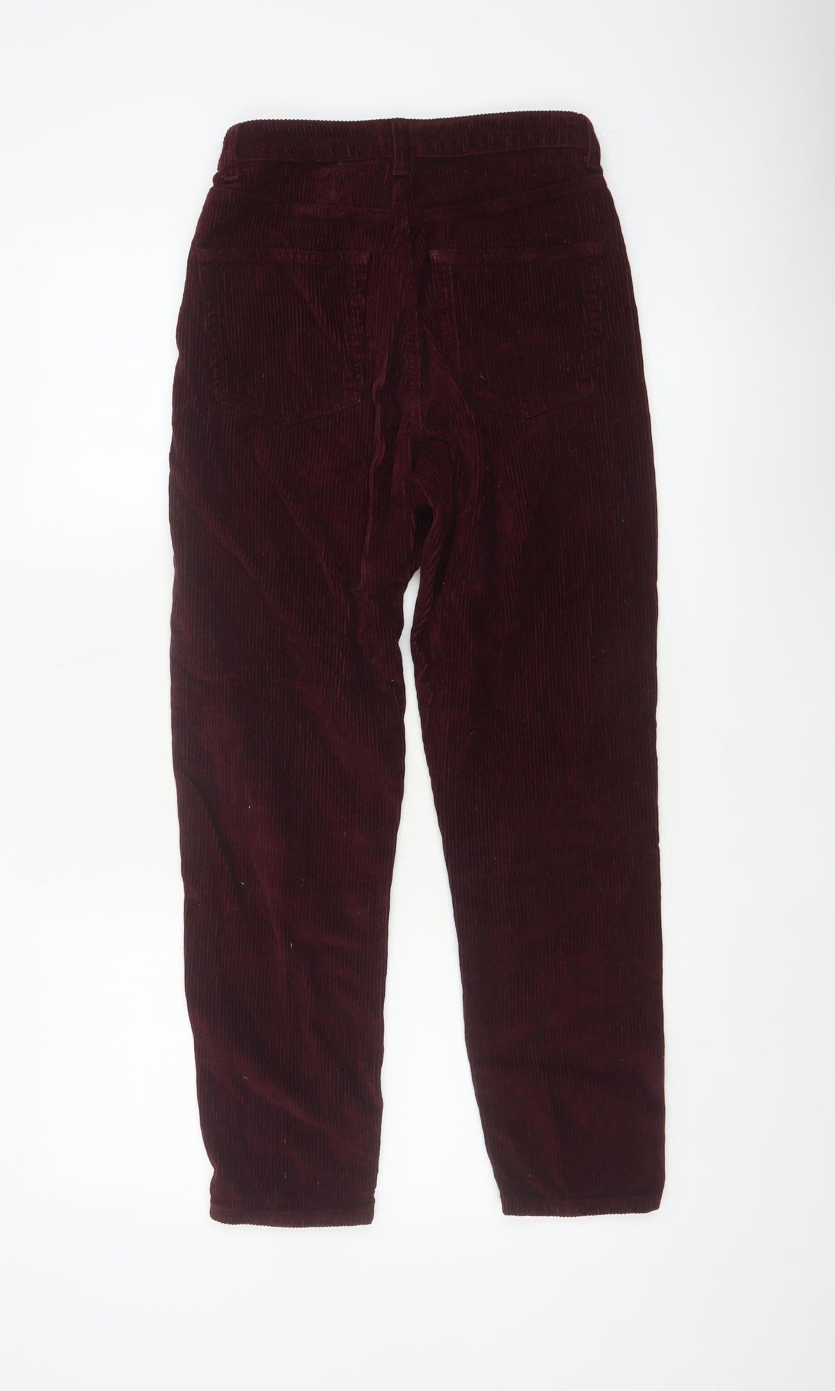 Topshop Women Red Corduroy Mom Trousers W26 L30 UK 8 Tapered
