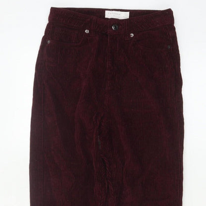 Topshop Women Red Corduroy Mom Trousers W26 L30 UK 8 Tapered