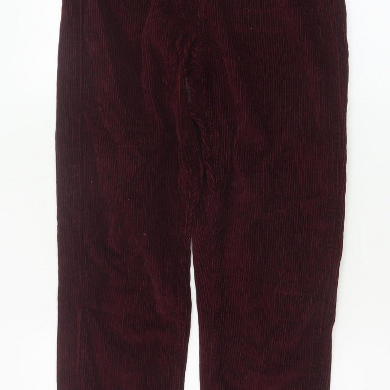 Topshop Women Red Corduroy Mom Trousers W26 L30 UK 8 Tapered