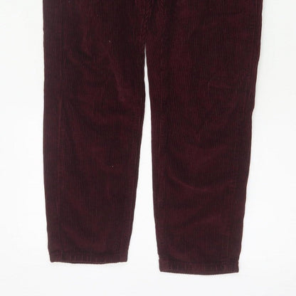 Topshop Women Red Corduroy Mom Trousers W26 L30 UK 8 Tapered