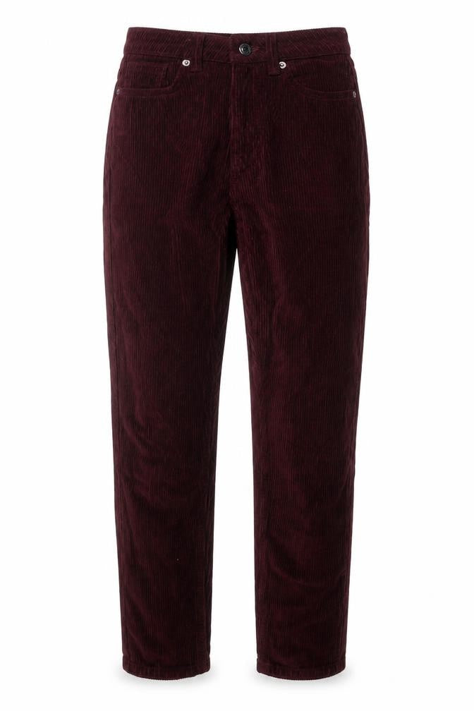 Topshop Women Red Corduroy Mom Trousers W26 L30 UK 8 Tapered