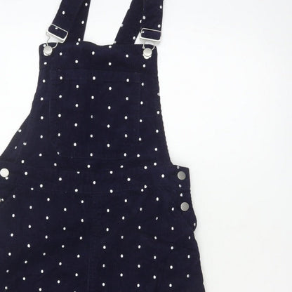 Tu Women’s Blue Polka Dot Corduroy Pinafore Dress UK 8 Short