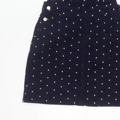 Tu Women’s Blue Polka Dot Corduroy Pinafore Dress UK 8 Short