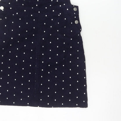 Tu Women’s Blue Polka Dot Corduroy Pinafore Dress UK 8 Short