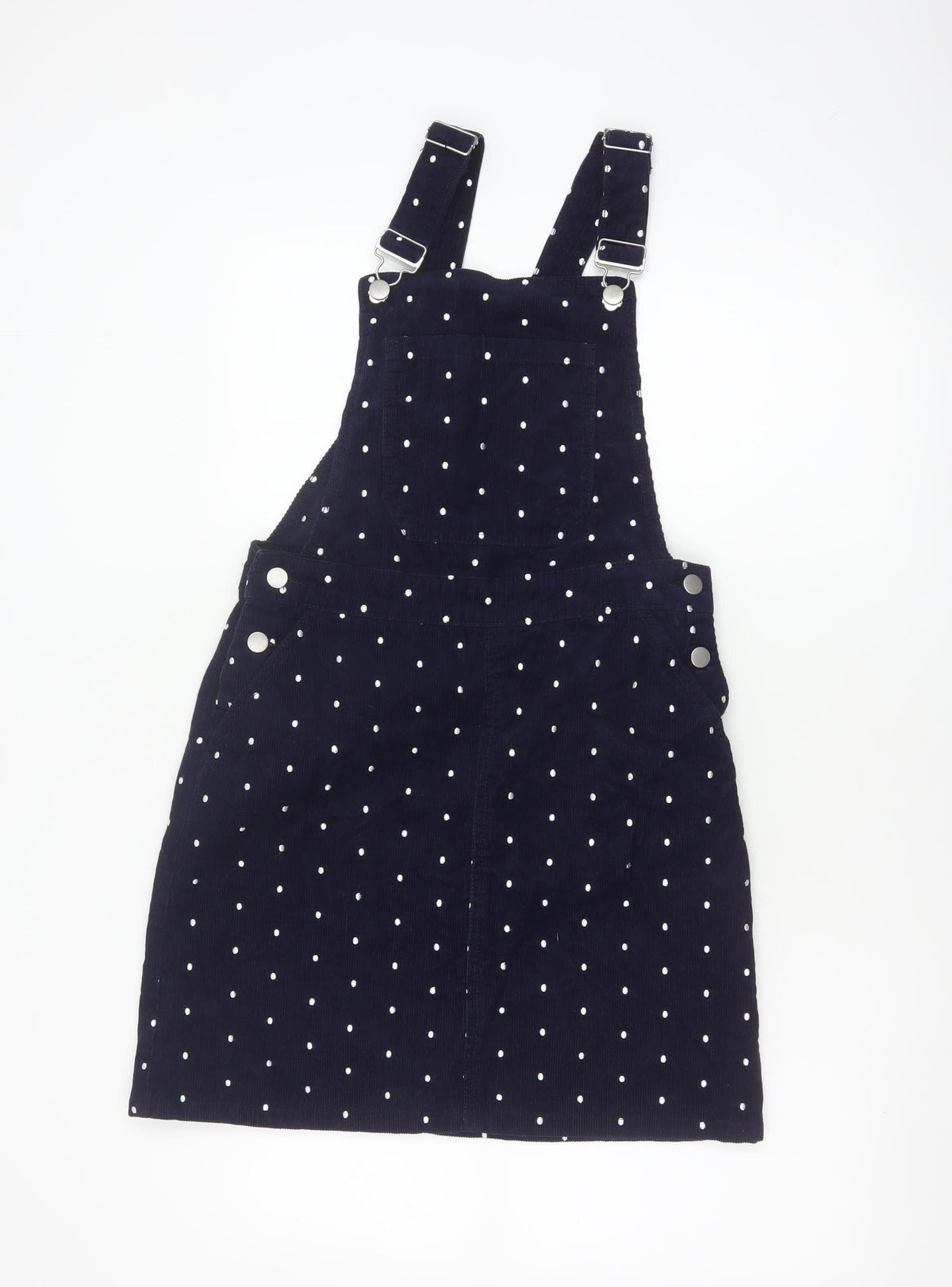 Tu Women’s Blue Polka Dot Corduroy Pinafore Dress UK 8 Short