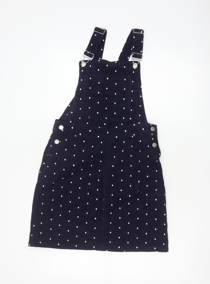 Tu Women’s Blue Polka Dot Corduroy Pinafore Dress UK 8 Short