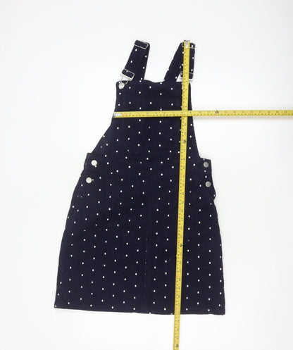 Tu Women’s Blue Polka Dot Corduroy Pinafore Dress UK 8 Short