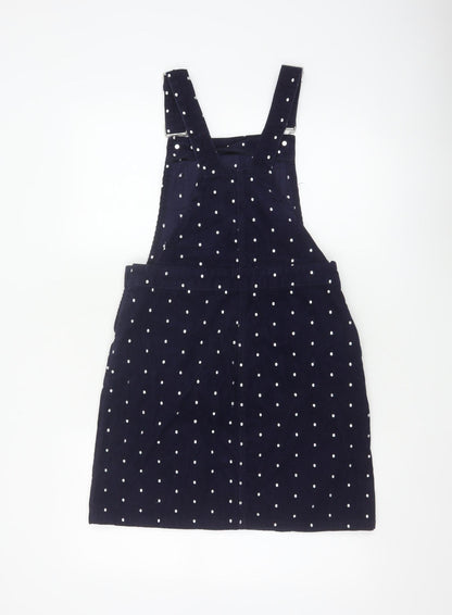 Tu Women’s Blue Polka Dot Corduroy Pinafore Dress UK 8 Short