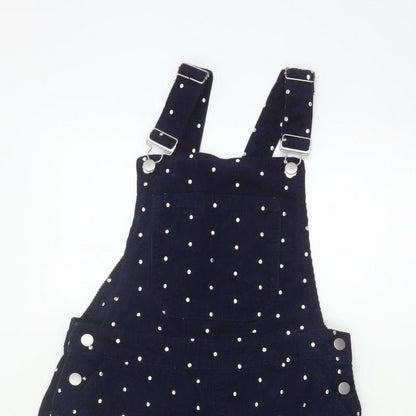 Tu Women’s Blue Polka Dot Corduroy Pinafore Dress UK 8 Short