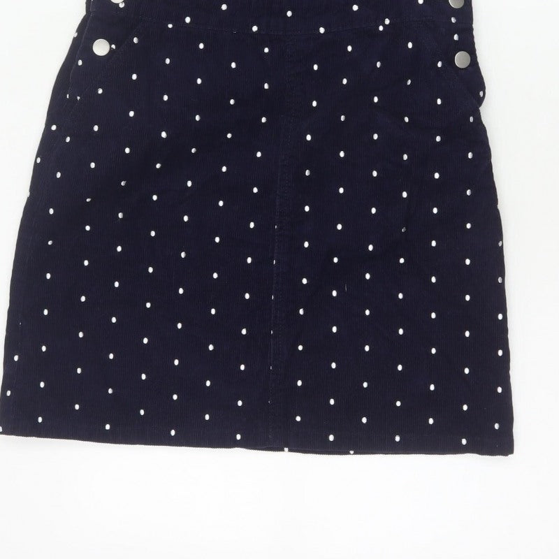 Tu Women’s Blue Polka Dot Corduroy Pinafore Dress UK 8 Short