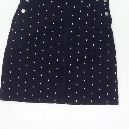 Tu Women’s Blue Polka Dot Corduroy Pinafore Dress UK 8 Short