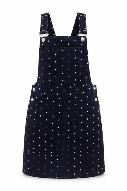 Tu Women’s Blue Polka Dot Corduroy Pinafore Dress UK 8 Short