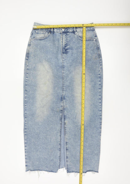 Beloved Woman Women Blue M Denim Straight Pencil Long Skirt