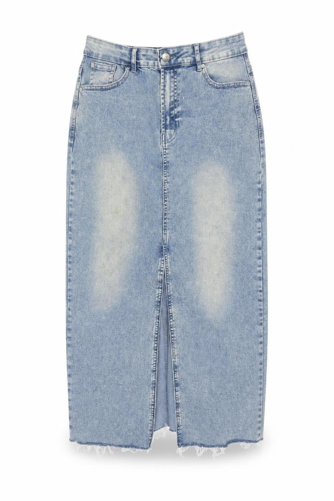 Beloved Woman Women Blue M Denim Straight Pencil Long Skirt
