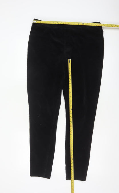 White Stuff Women Black UK 16R Velour Stretch Skinny Leggings Trousers