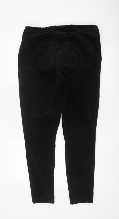 White Stuff Women Black UK 16R Velour Stretch Skinny Leggings Trousers