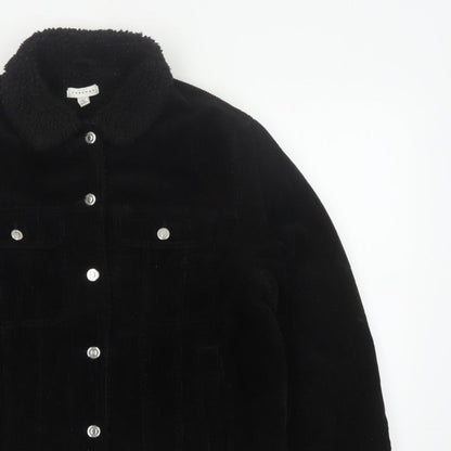 Topshop Women’s Black UK 10 Corduroy Jacket Faux Fur Collar