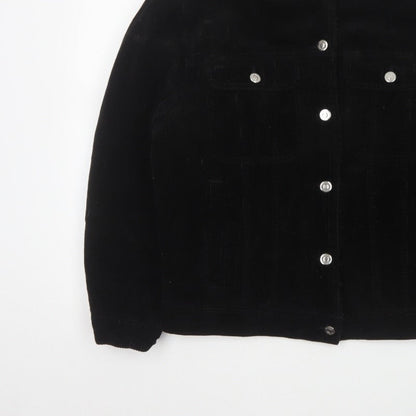 Topshop Women’s Black UK 10 Corduroy Jacket Faux Fur Collar