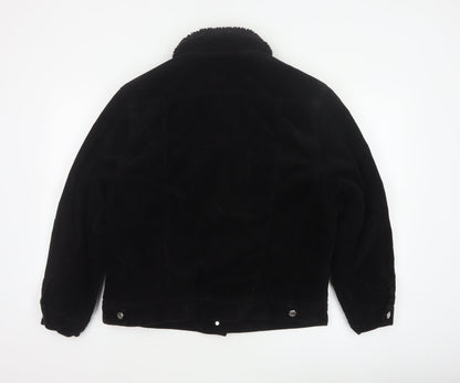 Topshop Women’s Black UK 10 Corduroy Jacket Faux Fur Collar