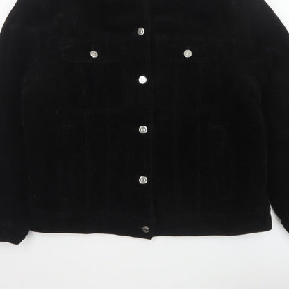 Topshop Women’s Black UK 10 Corduroy Jacket Faux Fur Collar