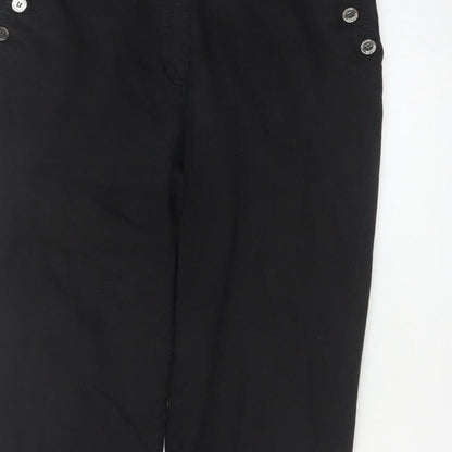 Jaeger Women’s Black Size 12 Straight Leg Sailor Button Trousers