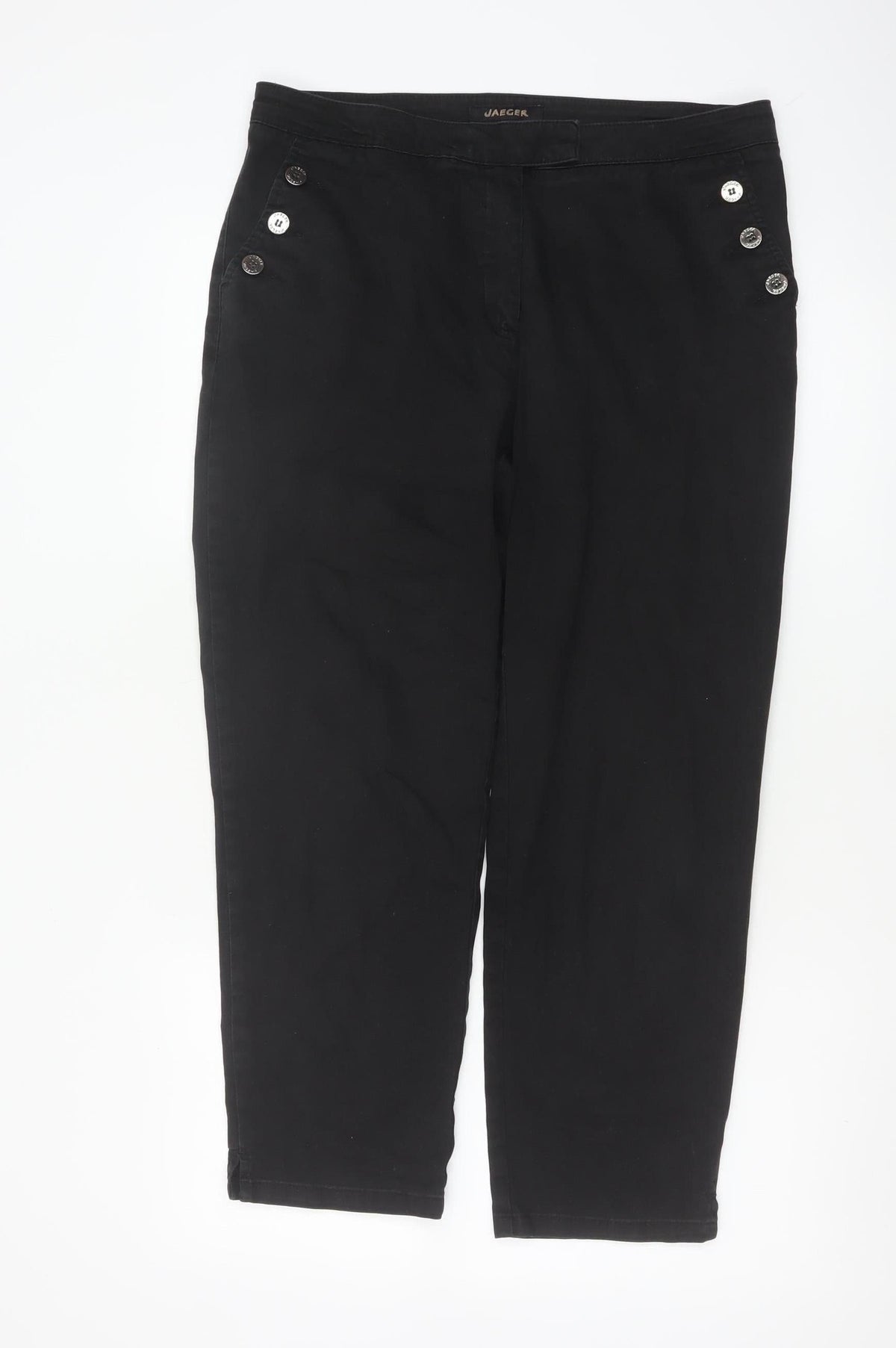 Jaeger Women’s Black Size 12 Straight Leg Sailor Button Trousers