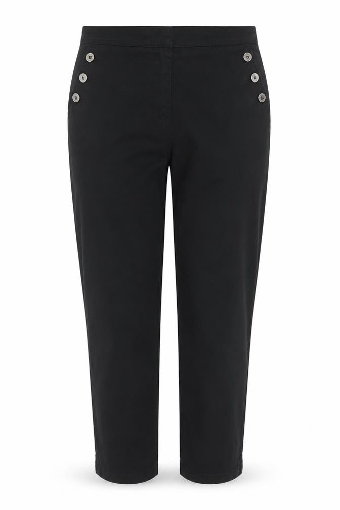 Jaeger Women’s Black Size 12 Straight Leg Sailor Button Trousers