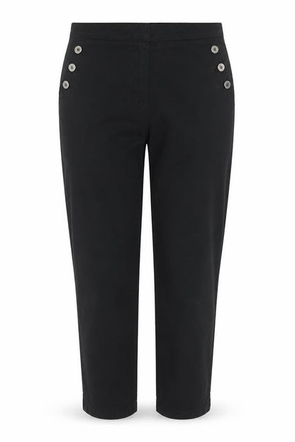 Jaeger Women’s Black Size 12 Straight Leg Sailor Button Trousers