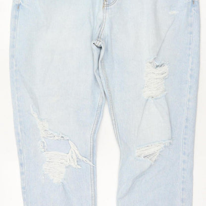 Primark Women Blue UK 16 High Rise Distressed Mom Jeans