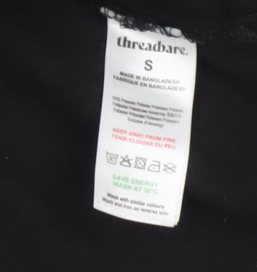 Threadbare Men Black S Regular Fit Fleece Snap Button-Up Overshirt
