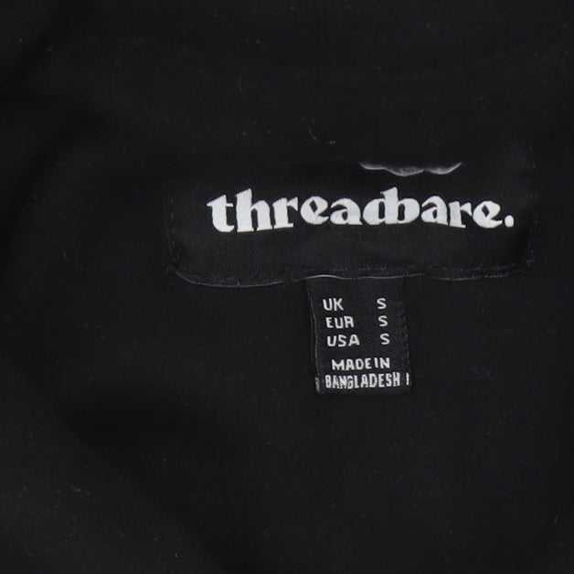 Threadbare Men Black S Regular Fit Fleece Snap Button-Up Overshirt