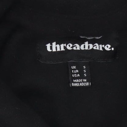 Threadbare Men Black S Regular Fit Fleece Snap Button-Up Overshirt