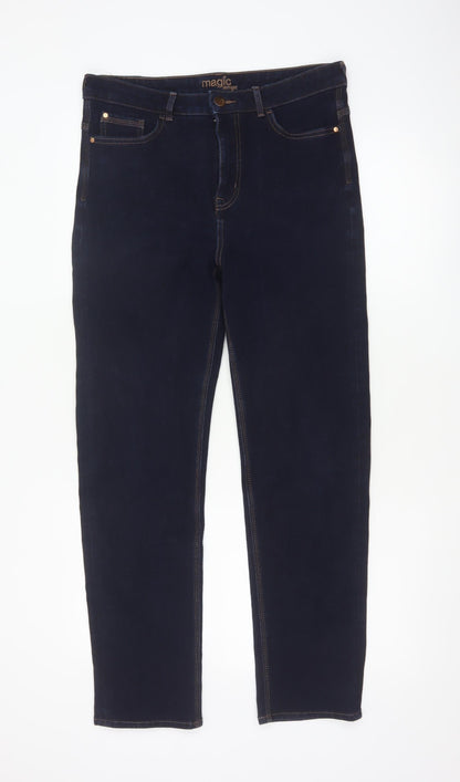 Marks & Spencer Women Blue UK 14 Short Magic Straight Stretch Jeans