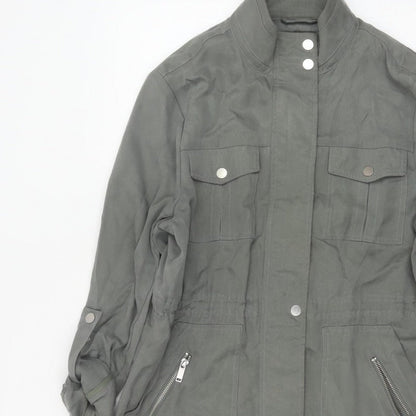 Mint Velvet Women Grey UK 12 Military Utility Jacket Zip