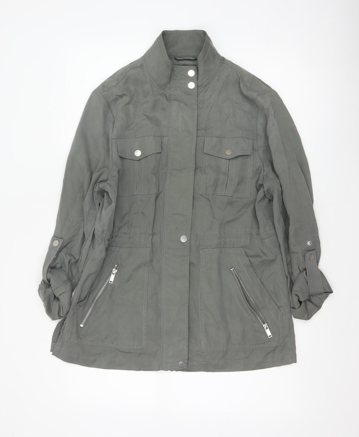 Mint Velvet Women Grey UK 12 Military Utility Jacket Zip