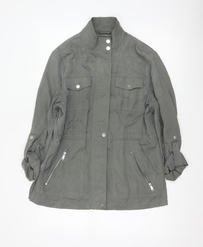 Mint Velvet Women Grey UK 12 Military Utility Jacket Zip