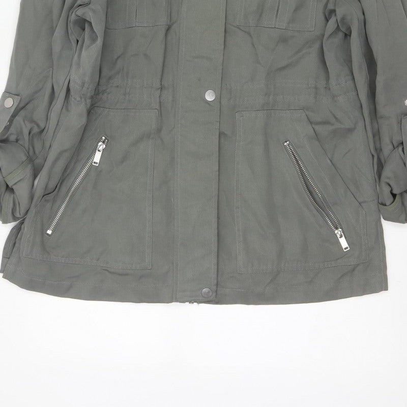 Mint Velvet Women Grey UK 12 Military Utility Jacket Zip