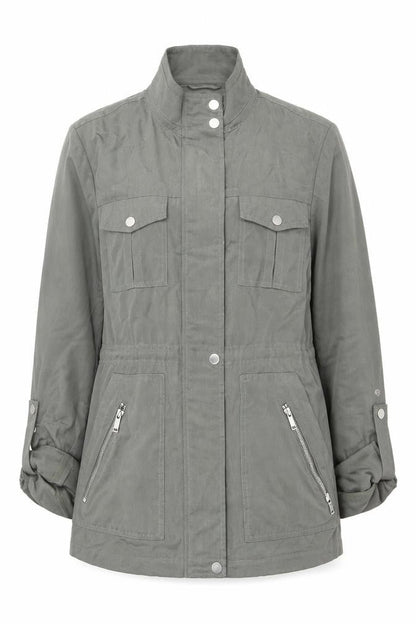 Mint Velvet Women Grey UK 12 Military Utility Jacket Zip