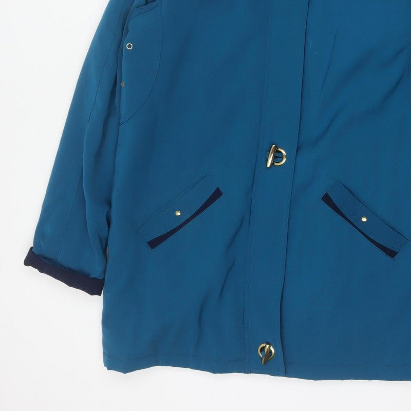 EWM Women Blue Size 18 Hooded Padded Parka Jacket Toggle